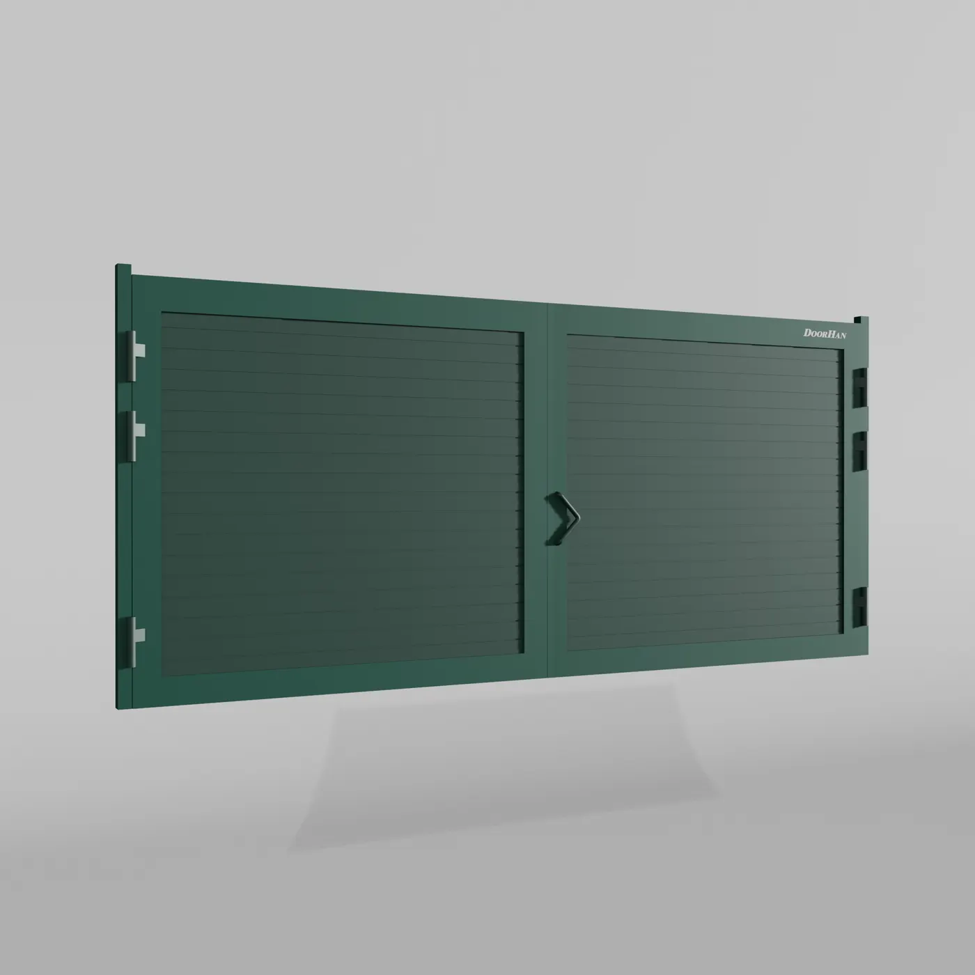Распашные ворота DoorHan 2000х1500 цвета RAL 6005 (зелёный) с дизайном «доска» с автоматикой