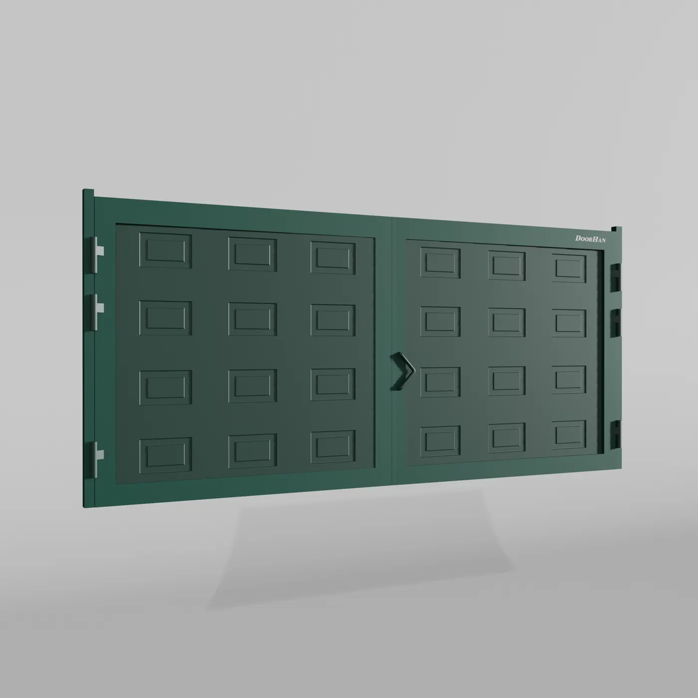 Распашные ворота DoorHan 2700х1600 цвета RAL 6005 (зелёный) с дизайном «филенка» с автоматикой