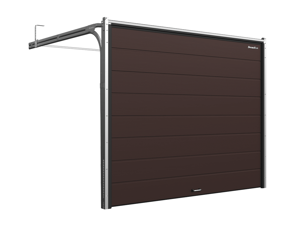Гаражные секционные ворота из стальных сэндвич-панелей с пружинами растяжения RSD01BIW