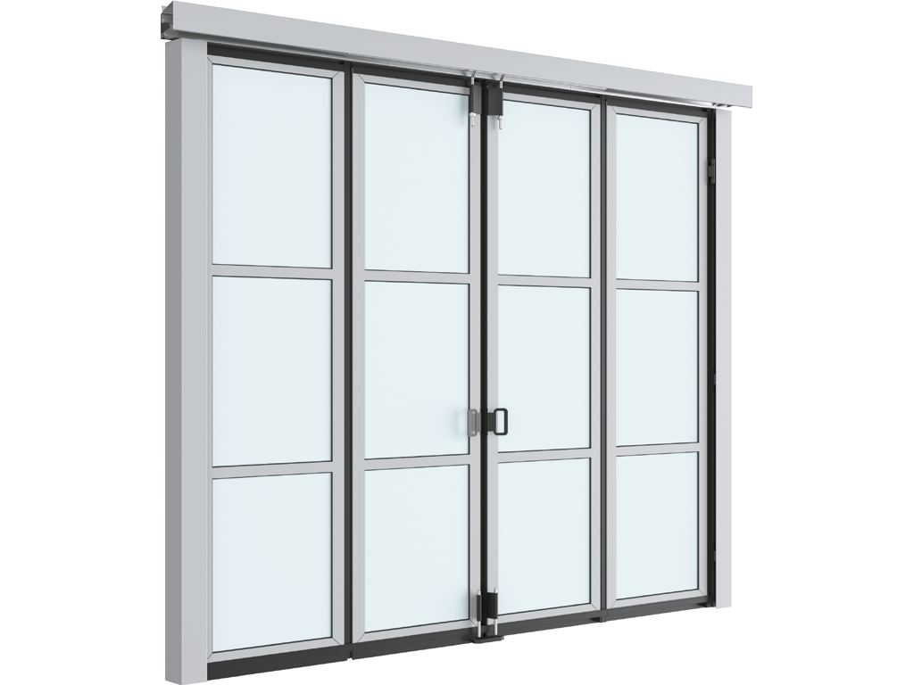 Промышленные складные панорамные ворота без нижней направляющей серии IFG-P